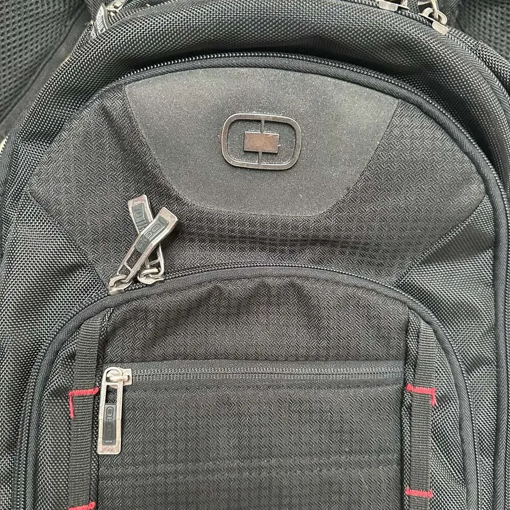 OGIO Technologio Black Laptop Backpack with Red Stitching